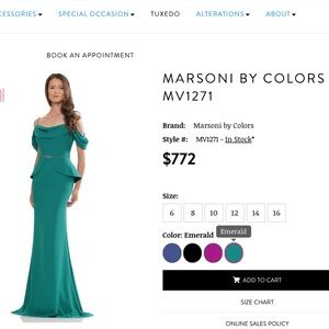 Marsoni by Colors Emerald Green off-the-shoulder dress MV1271 with shawl